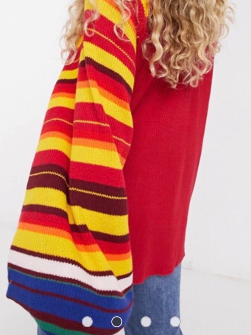NWT Free People Rainbow Dreams oversized sleeve top in red  Size M - Picture 4 of 7